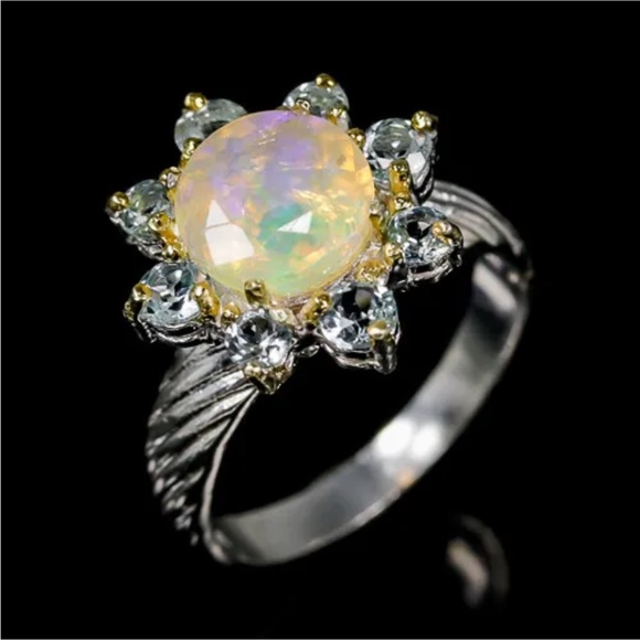 Atlanta Gem & Mineral Show Jewelry - Unbelievable Genuine Natural Fiery Opal Ring